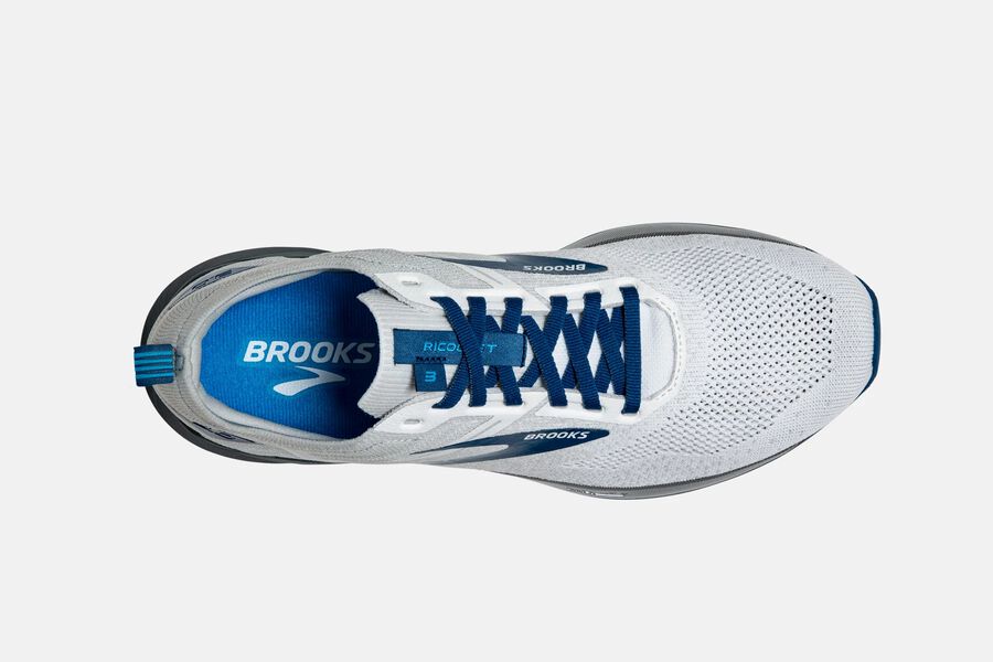 Brooks Running Shoes - Ricochet 3 Road Mens - White/Blue - WXO-579163